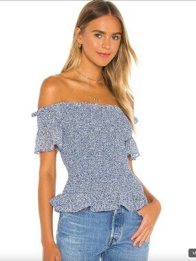 Off Shoulder Printed Chiffon Blouse